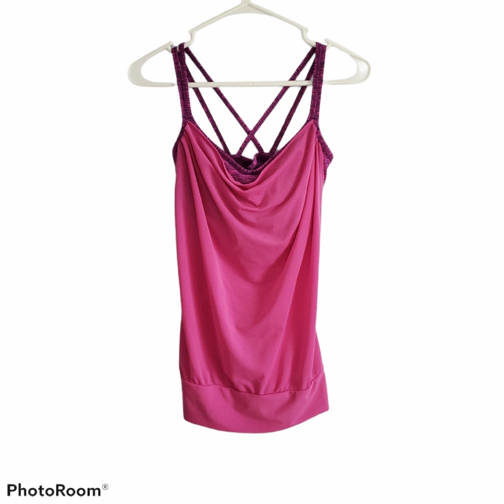 Lucy Pink Purple Built in Bra  Padded Tank Top S